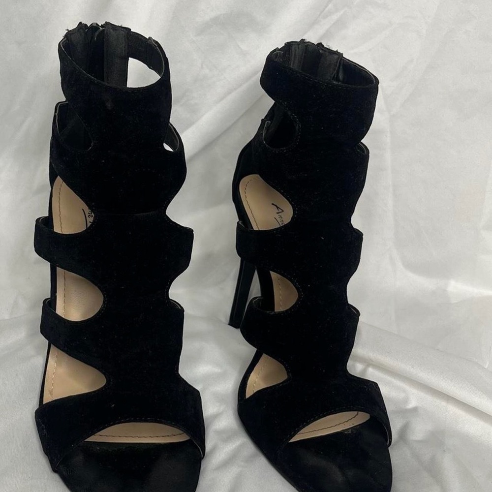 Anne Michelle Black Strappy Heels